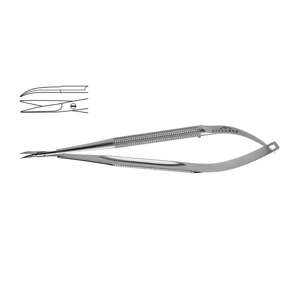 Scissors curved, longer blade, scissors blade 13 mm,Round Handle Ø 8 mm length 210 mm