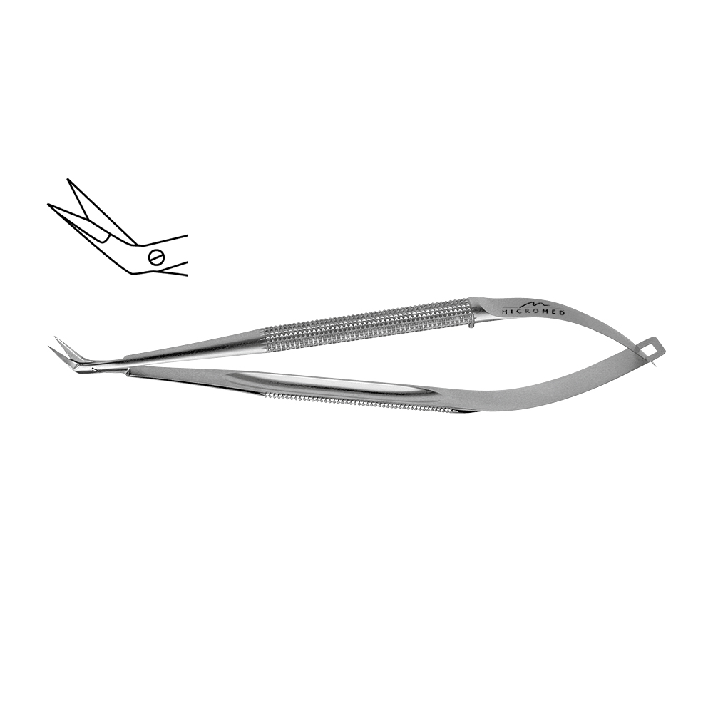 Micro-Koronare-scissors, angled 45°, pointed, scissors blade 14 mm, length 210 mm