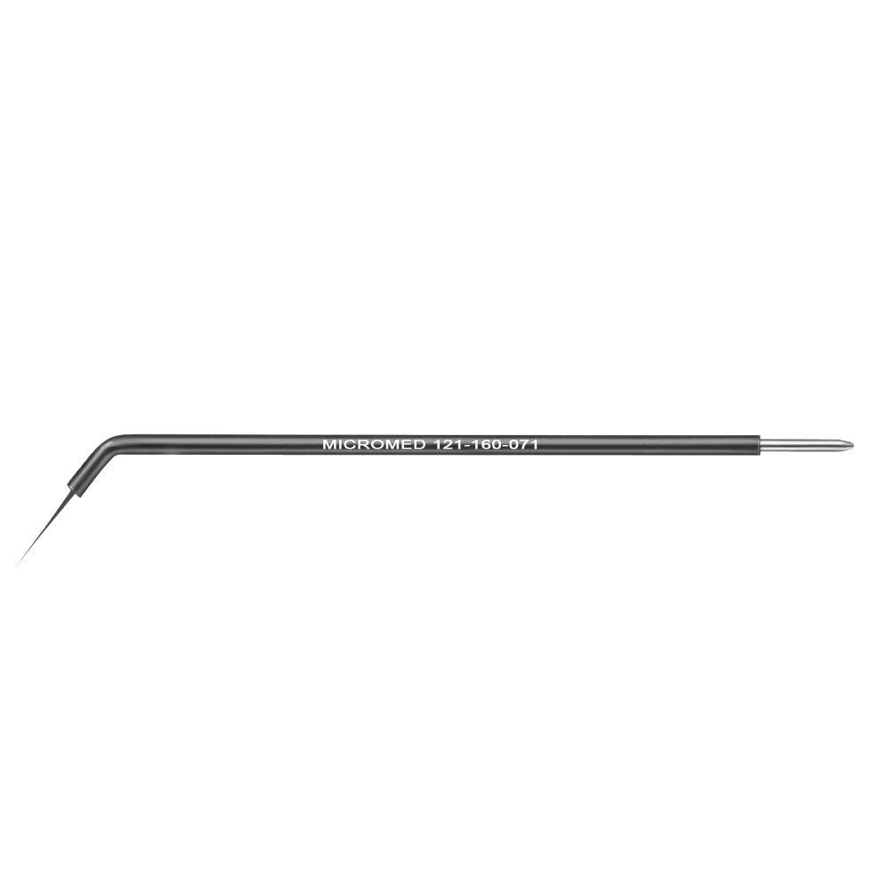 Pointy needle electrode, angled, insulated, total length 105 mm, length of needle 18 mm, figure 71