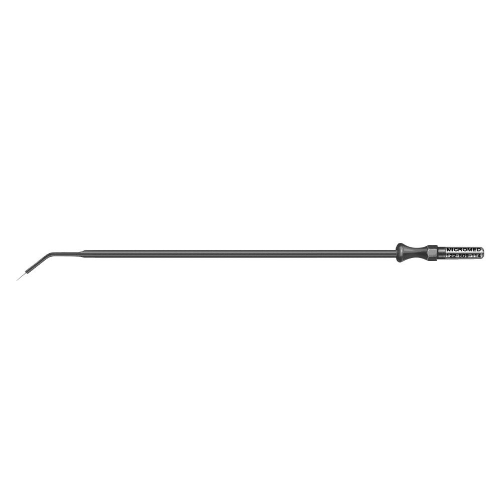 Tungsten micro-dissection needle electrode, needle Ø 0,3 x 4 mm, angled, length 115 mm - packing unit: 5 pieces -