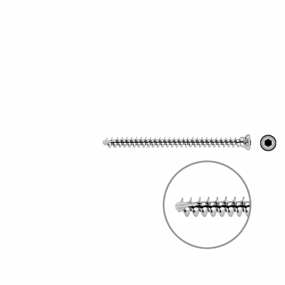 Cancellous bone screw 4mm VG 54mm 