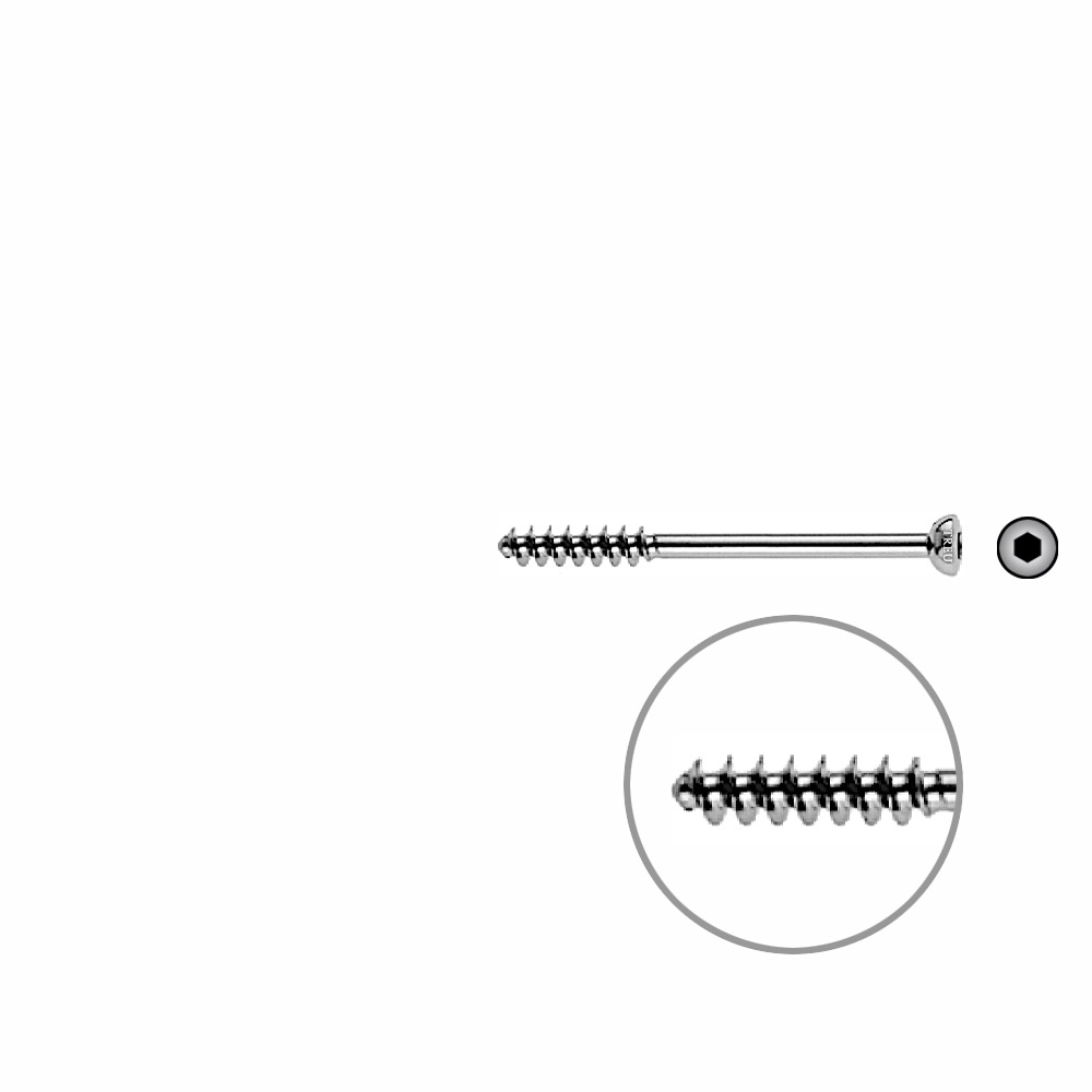 Cancellous bone screw 4mm HG 44mm 