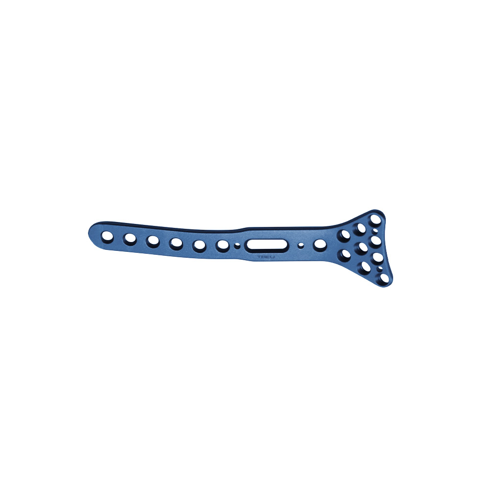 TRSr-Radius Plate for revision surgeries angle-stable. 9 head- 8 shaft right TI 