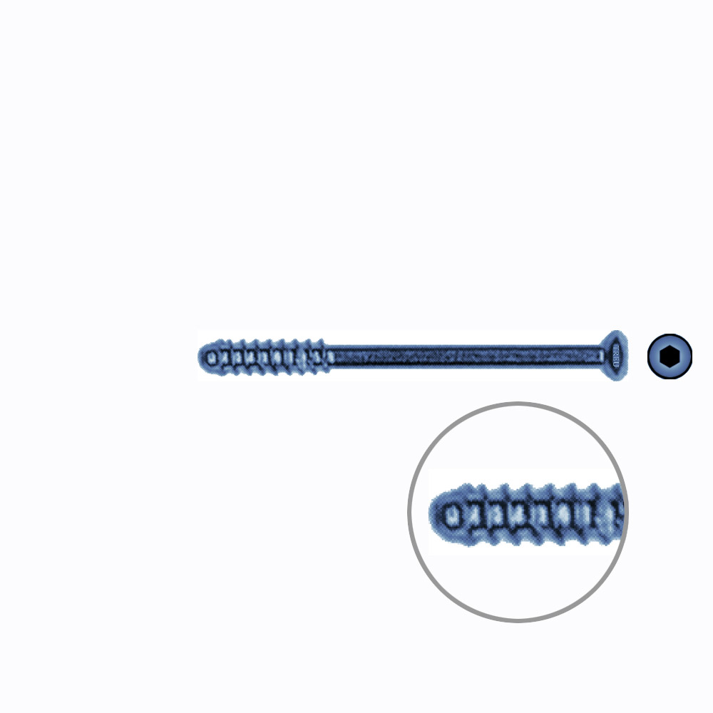 Hollow Screw 3,5 x 42mm thread 14mm SELF TAPPING TITANIUM 