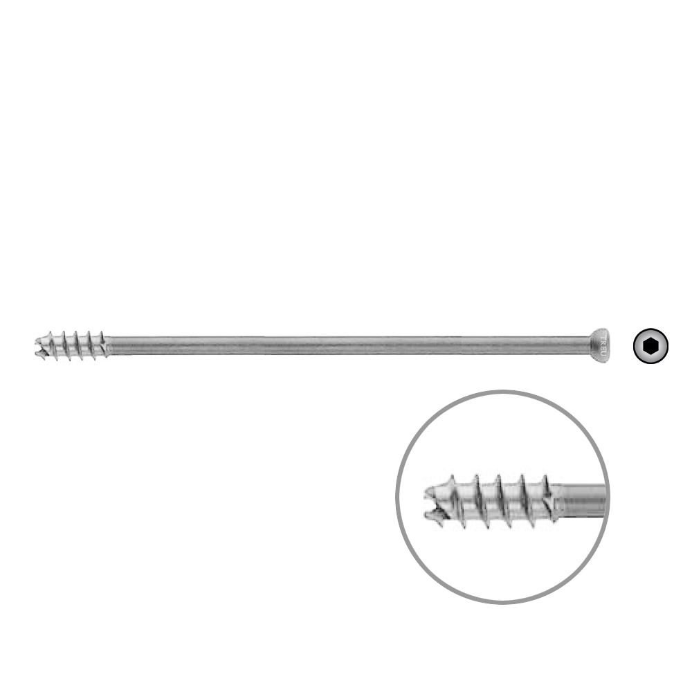 Hollow Screw 7 x 125mm thread 16mm selfcutting, Stainless Steel Dia of head 8,0mm