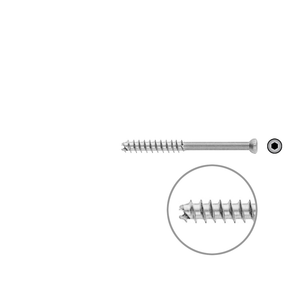 Hollow Screw 7 x 70mm thread 32mm selfcutting, Stainless Steel Dia of head 8,0 mm