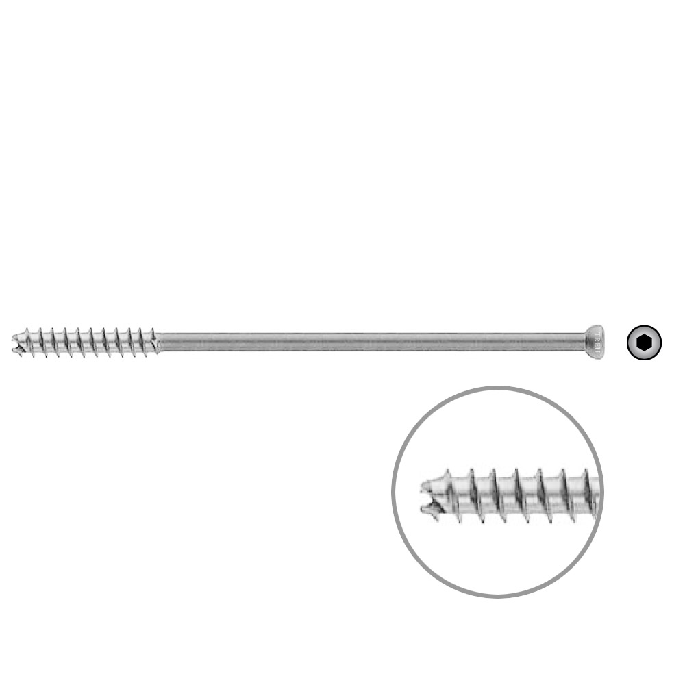 Hollow Screw 7 x 130mm thread 32mm selfcutting, Stainless Steel Dia of head 8,0 mm